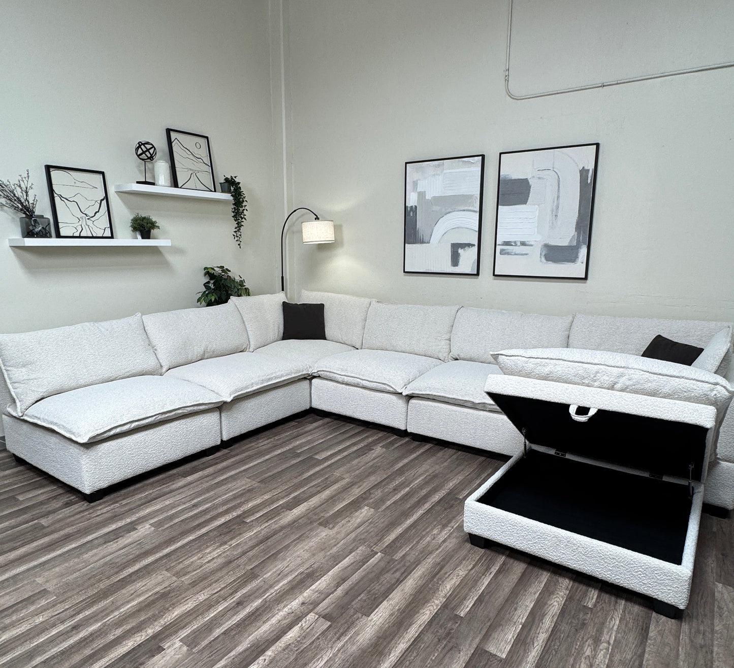 New In Box Boucle Cloud Modular Sectional - 7 Piece