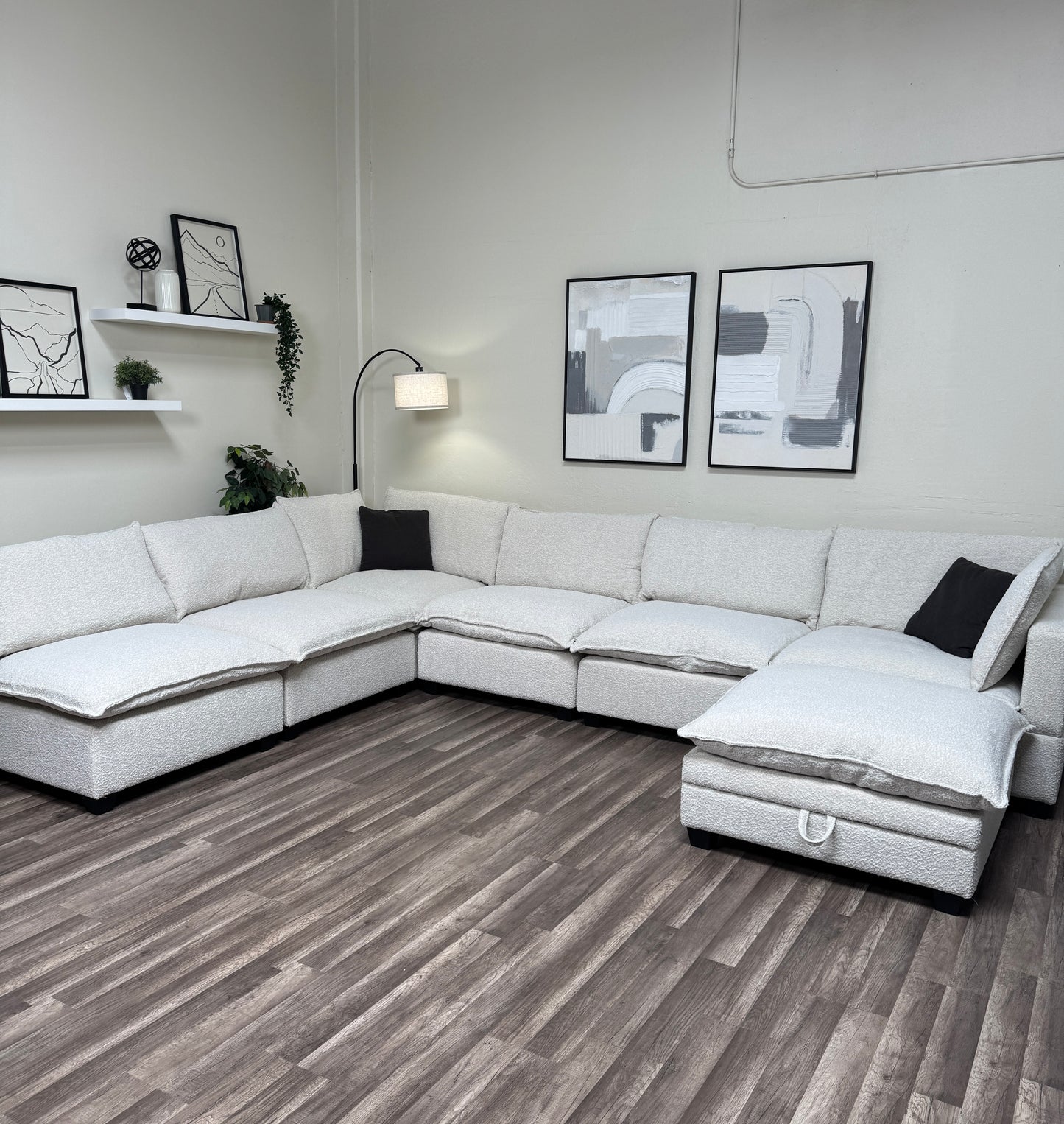 New In Box Boucle Cloud Modular Sectional - 7 Piece
