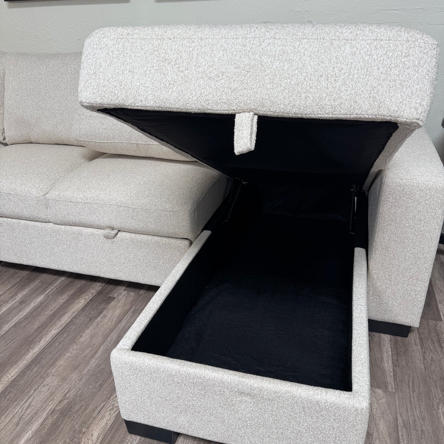 New Atlantic Beige Sectional Sleeper with Storage