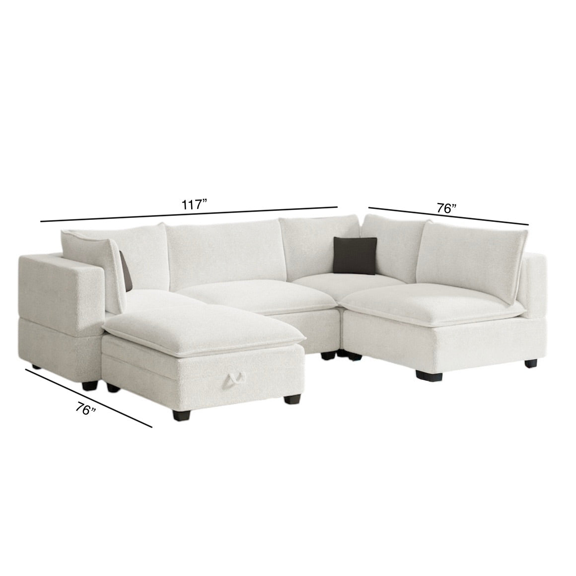 New In Box Cloud Boucle Modular Sectional - 5 Piece