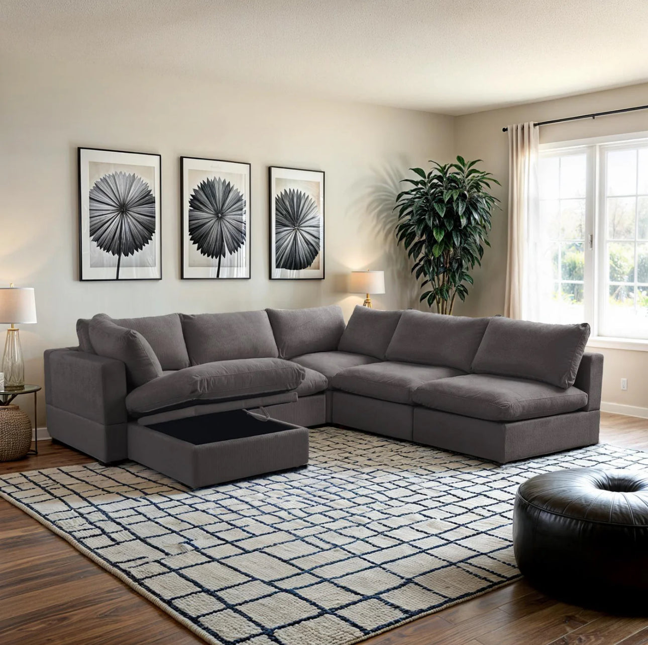 6 Piece Modular Comfy Cloud-Dark Gray