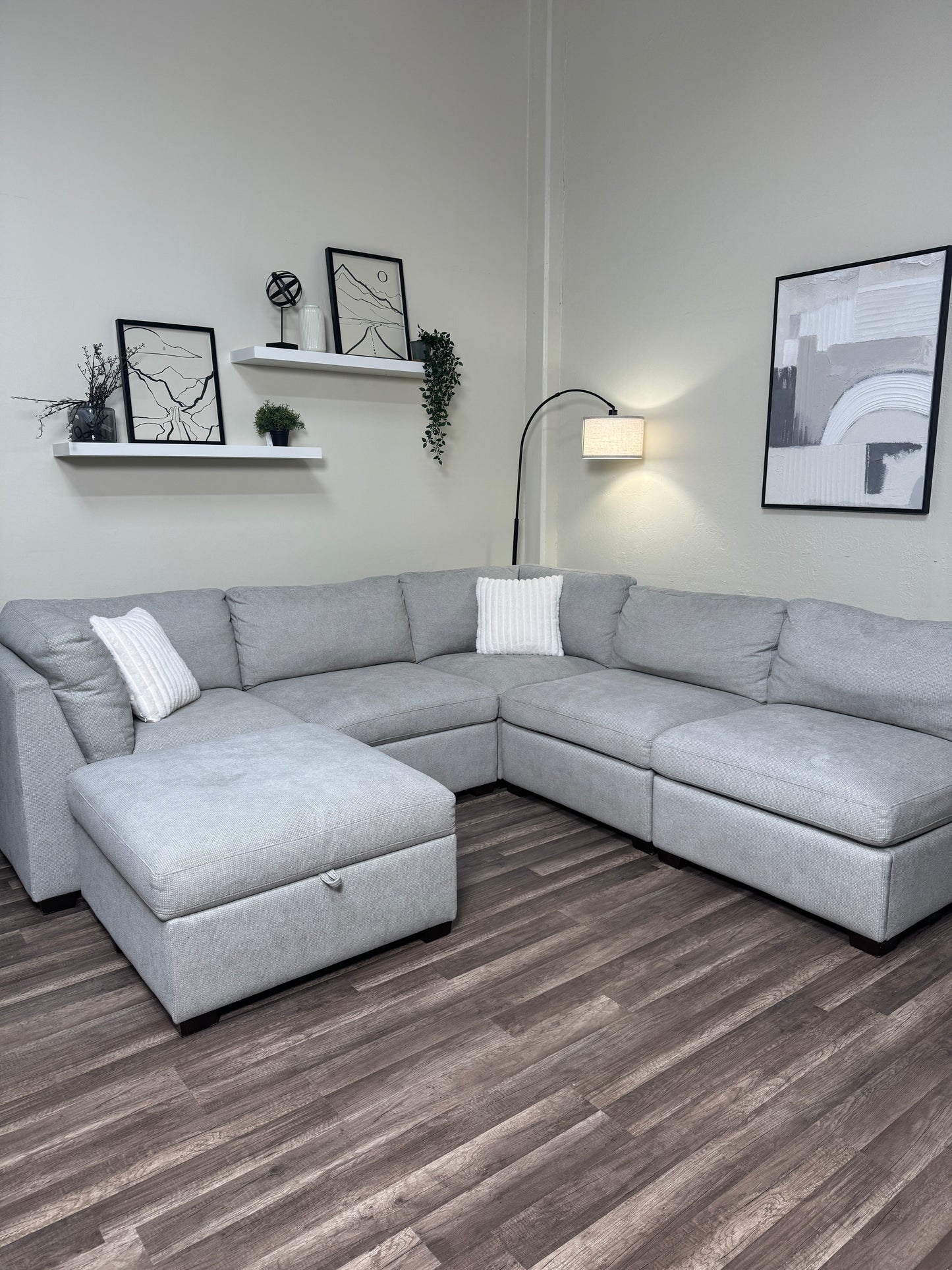 Thomasville 6 Piece Modular Cloud Couch - Light Gray