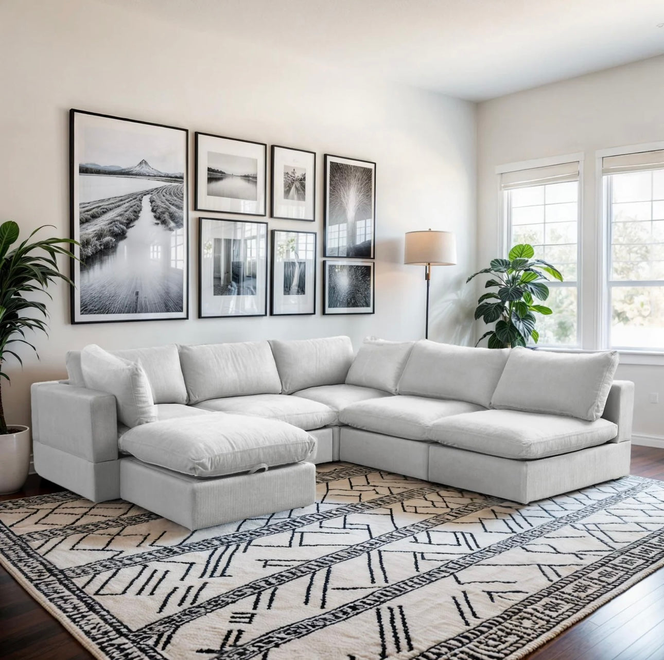 6 Piece Modular Comfy Cloud-White
