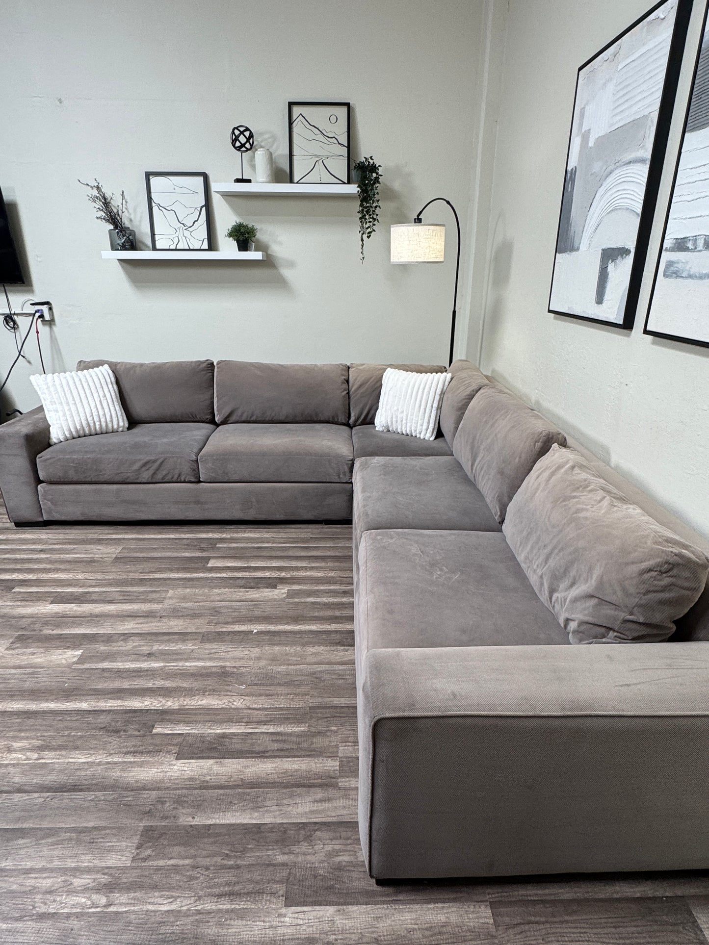 Crate & Barrel Gray Sectional Couch