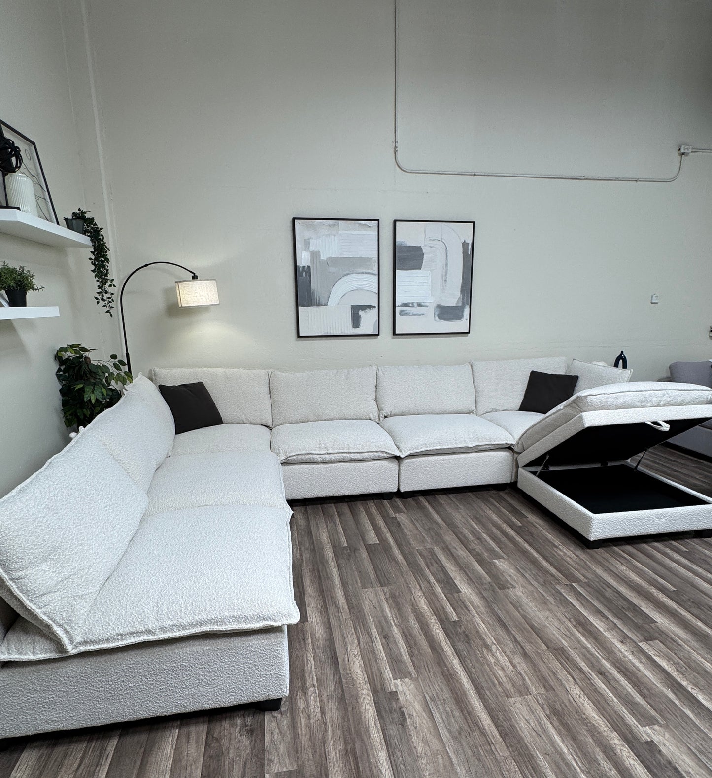 New In Box Boucle Cloud Modular Sectional - 7 Piece