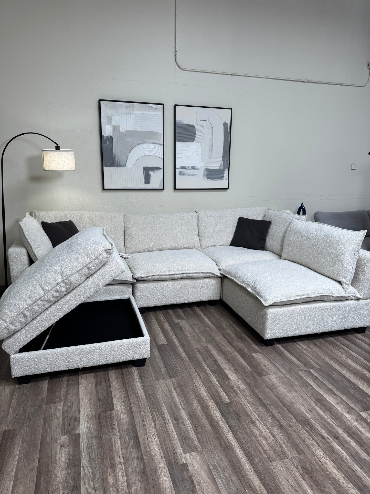 5 Piece Boucle Cloud Modular Sectional