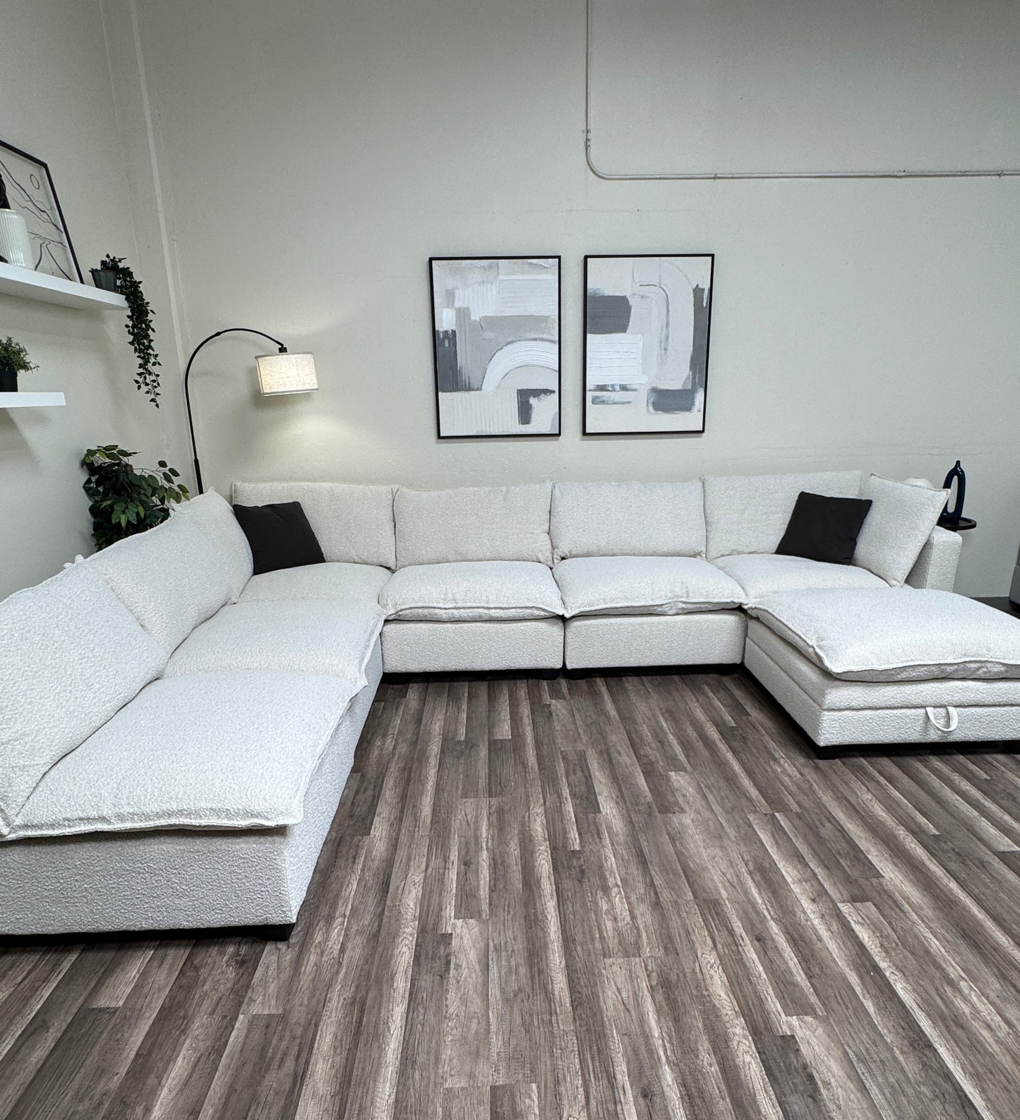 New In Box Boucle Cloud Modular Sectional - 7 Piece