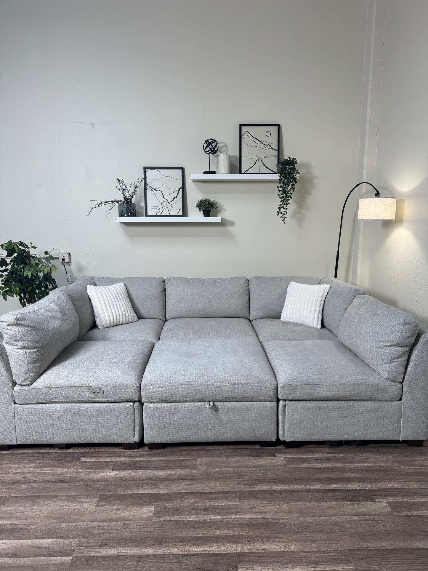 Thomasville 6 Piece Modular Cloud Couch - Light Gray