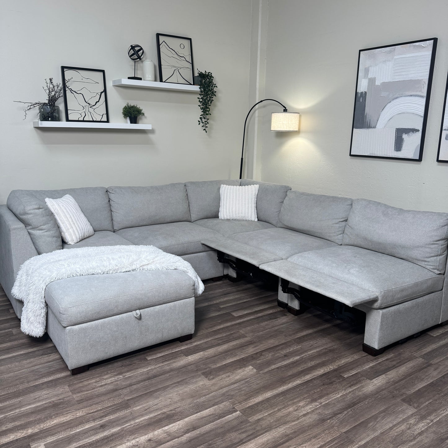 Thomasville 6 Piece Modular Cloud Couch - Light Gray