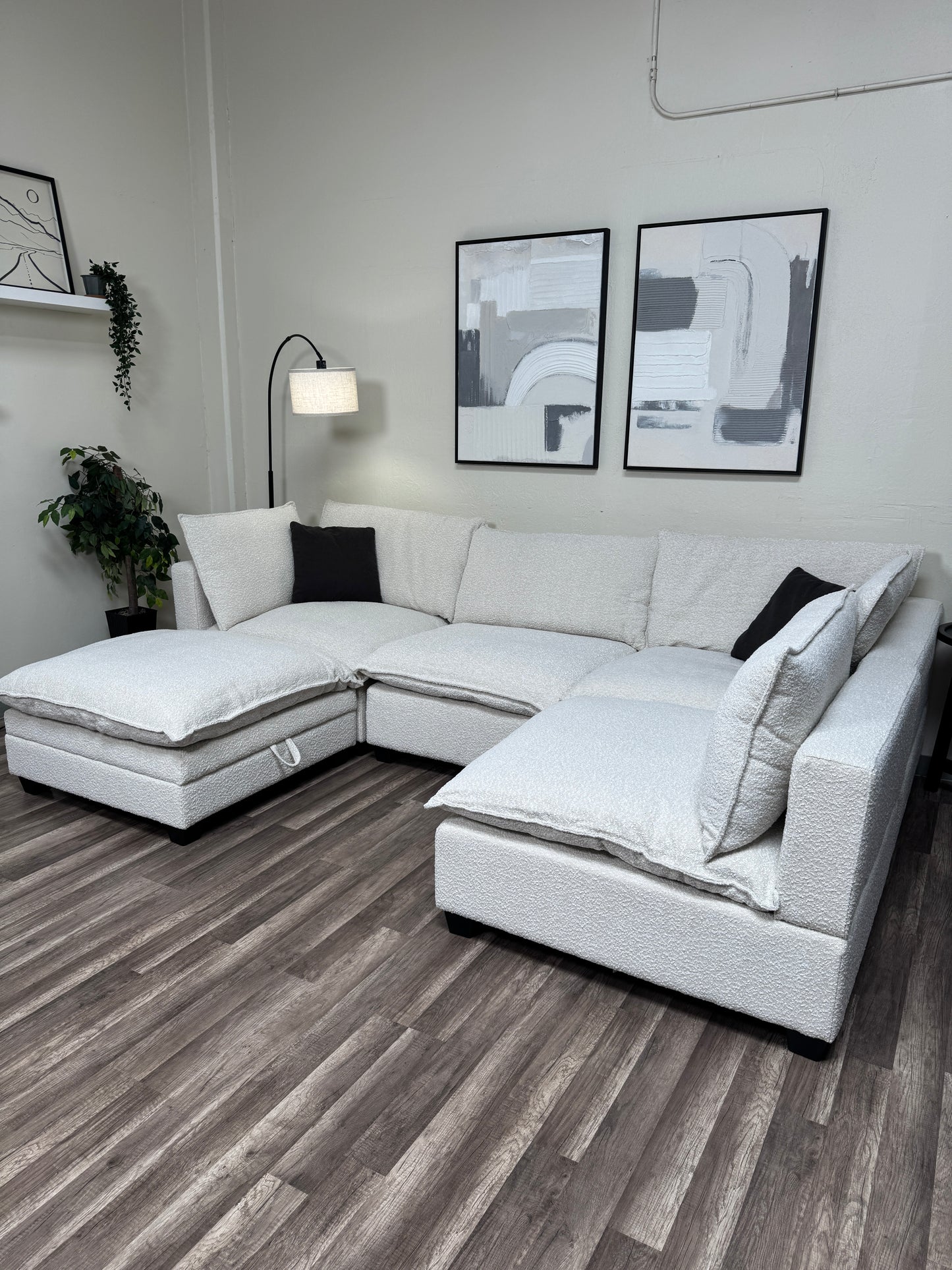 5 Piece Boucle Cloud Modular Sectional
