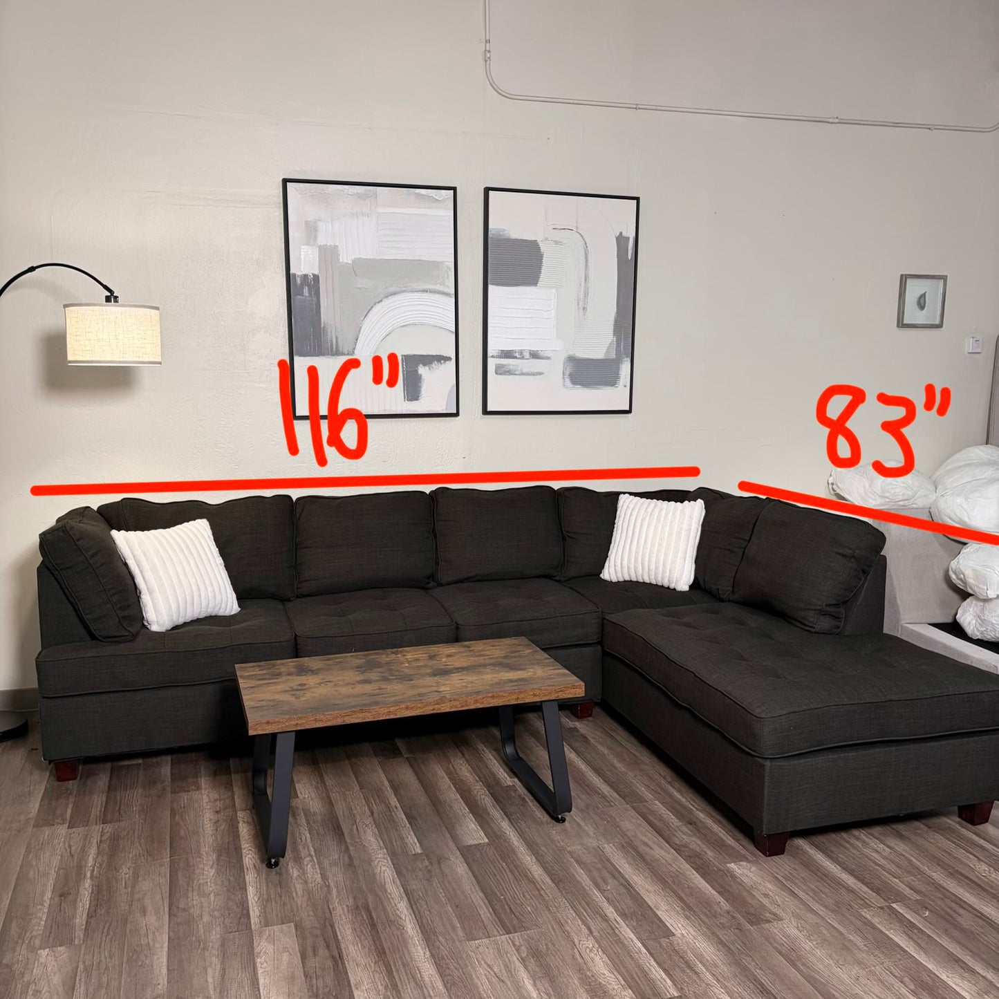 Dark Gray L Shaped Sectional