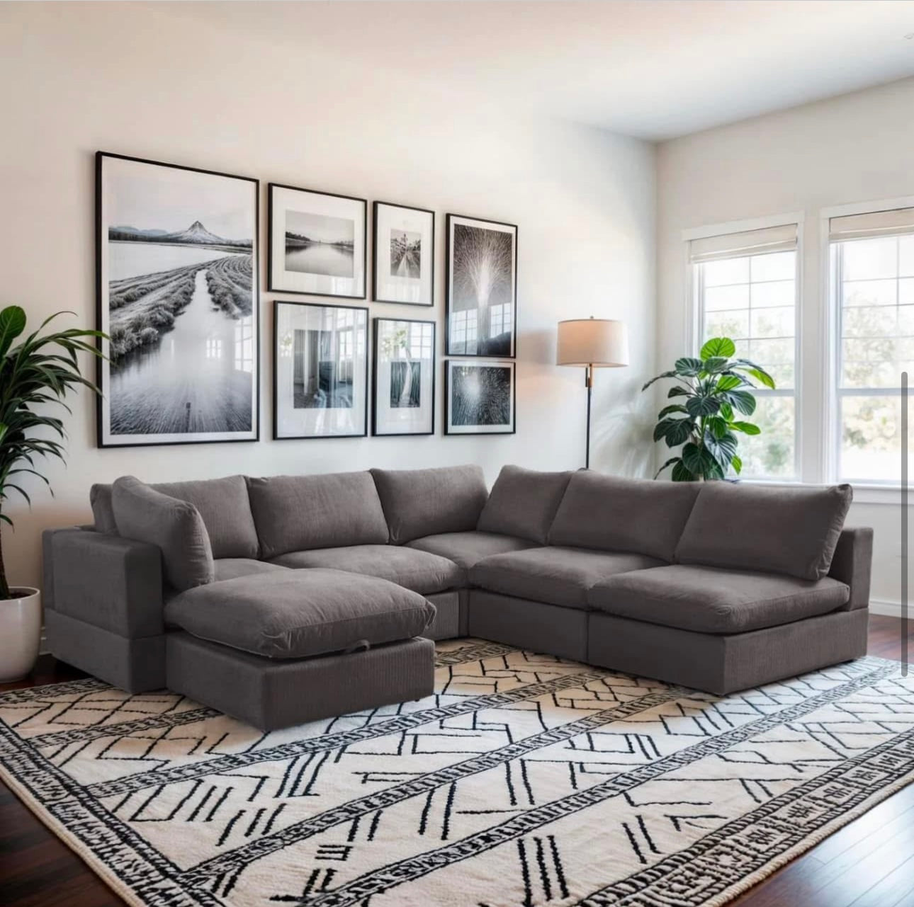 6 Piece Modular Comfy Cloud-Dark Gray