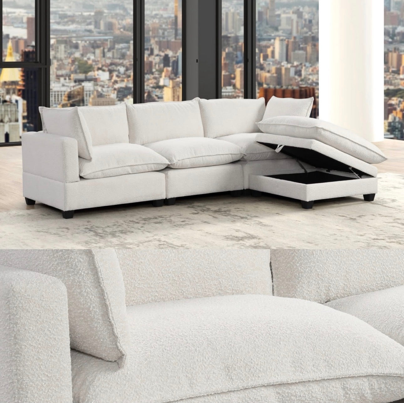 Cloud Boucle Modular Sectional - 4 Piece