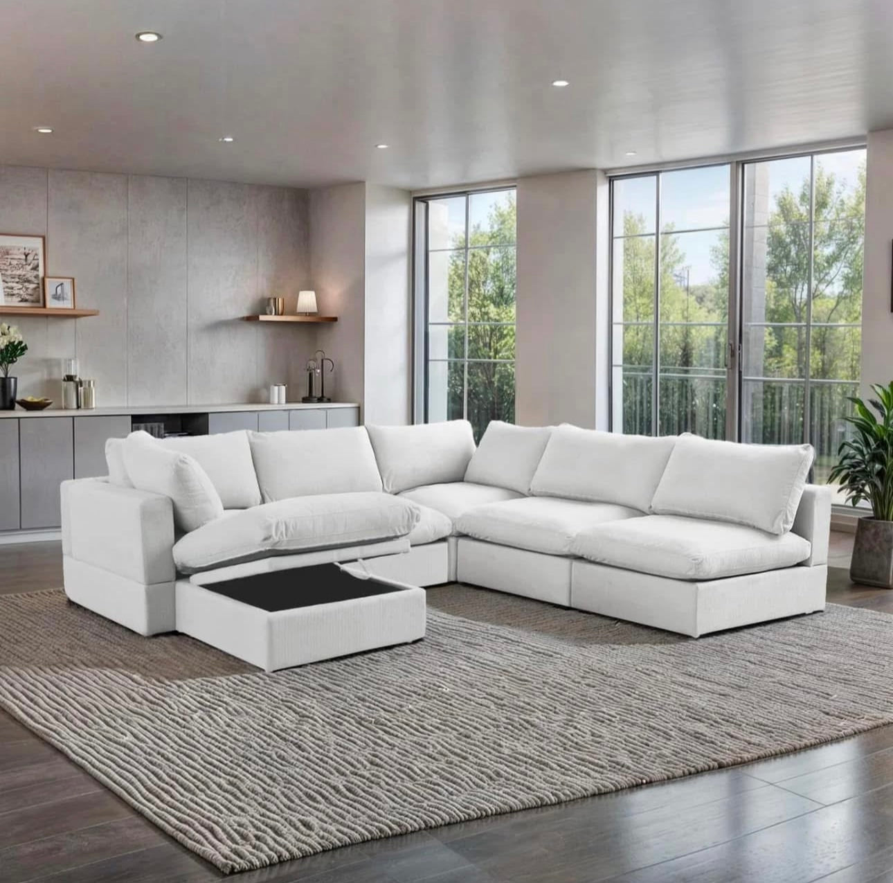 6 Piece Modular Comfy Cloud-White