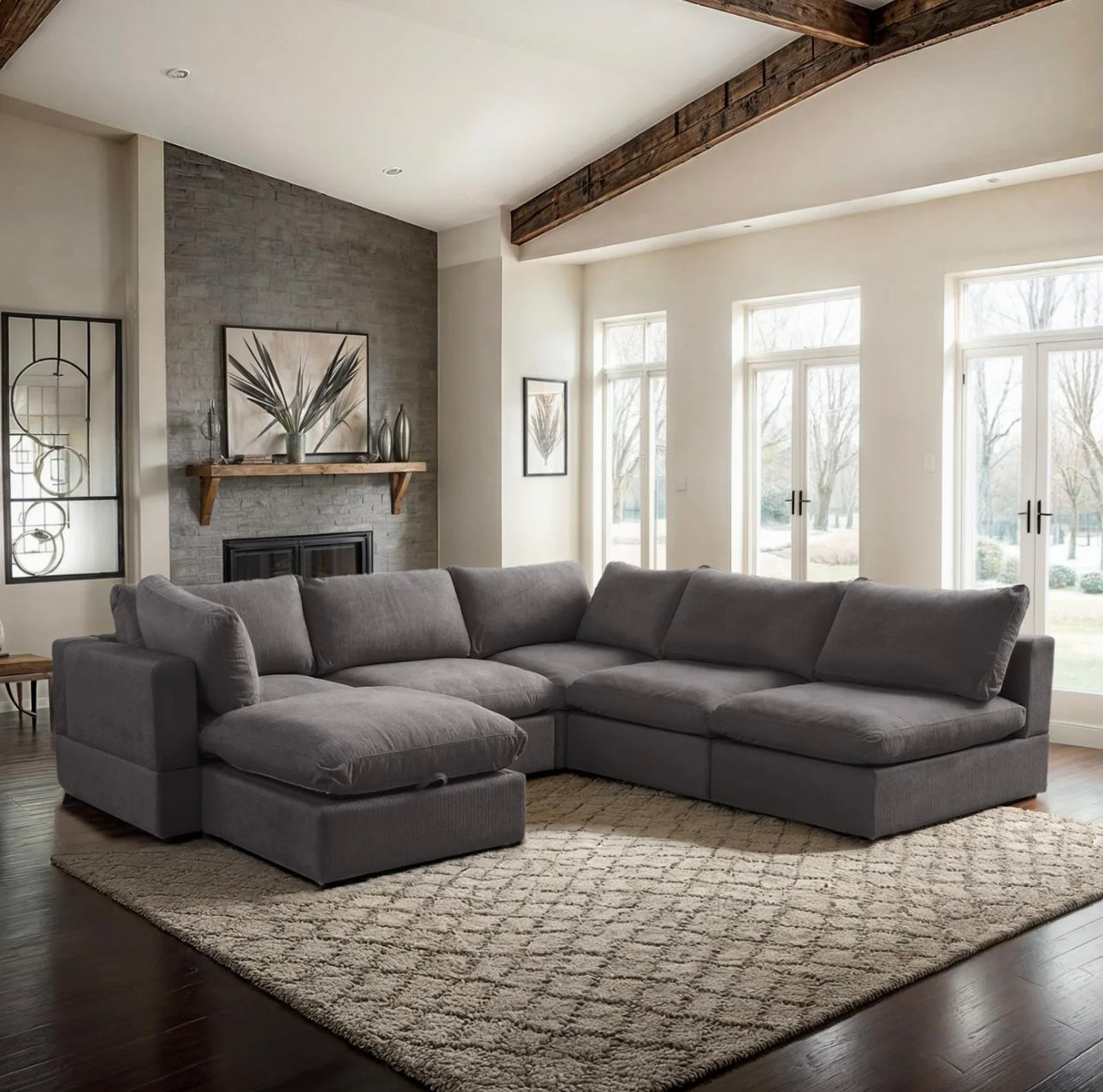 6 Piece Modular Comfy Cloud-Dark Gray