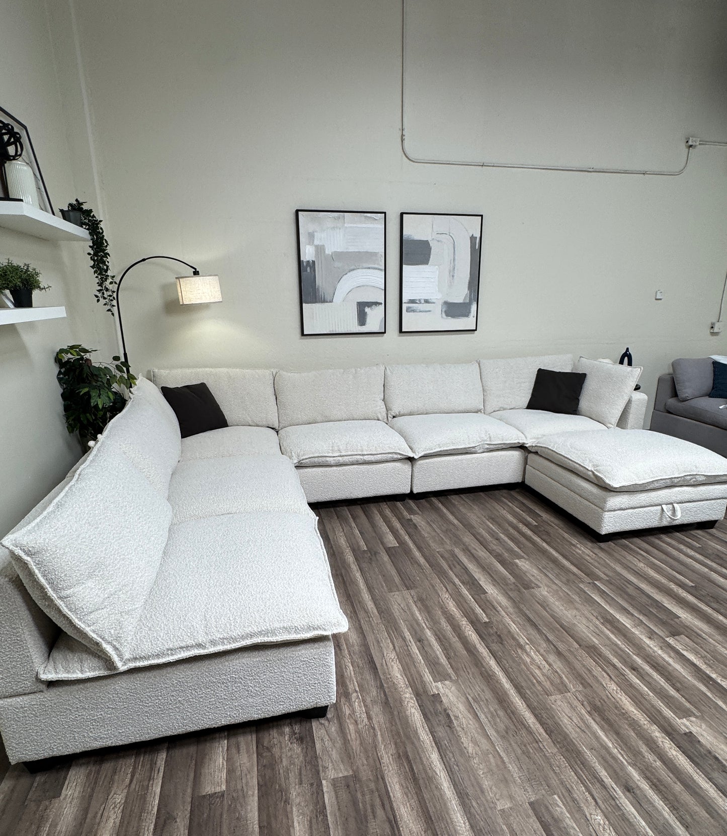 New In Box Boucle Cloud Modular Sectional - 7 Piece