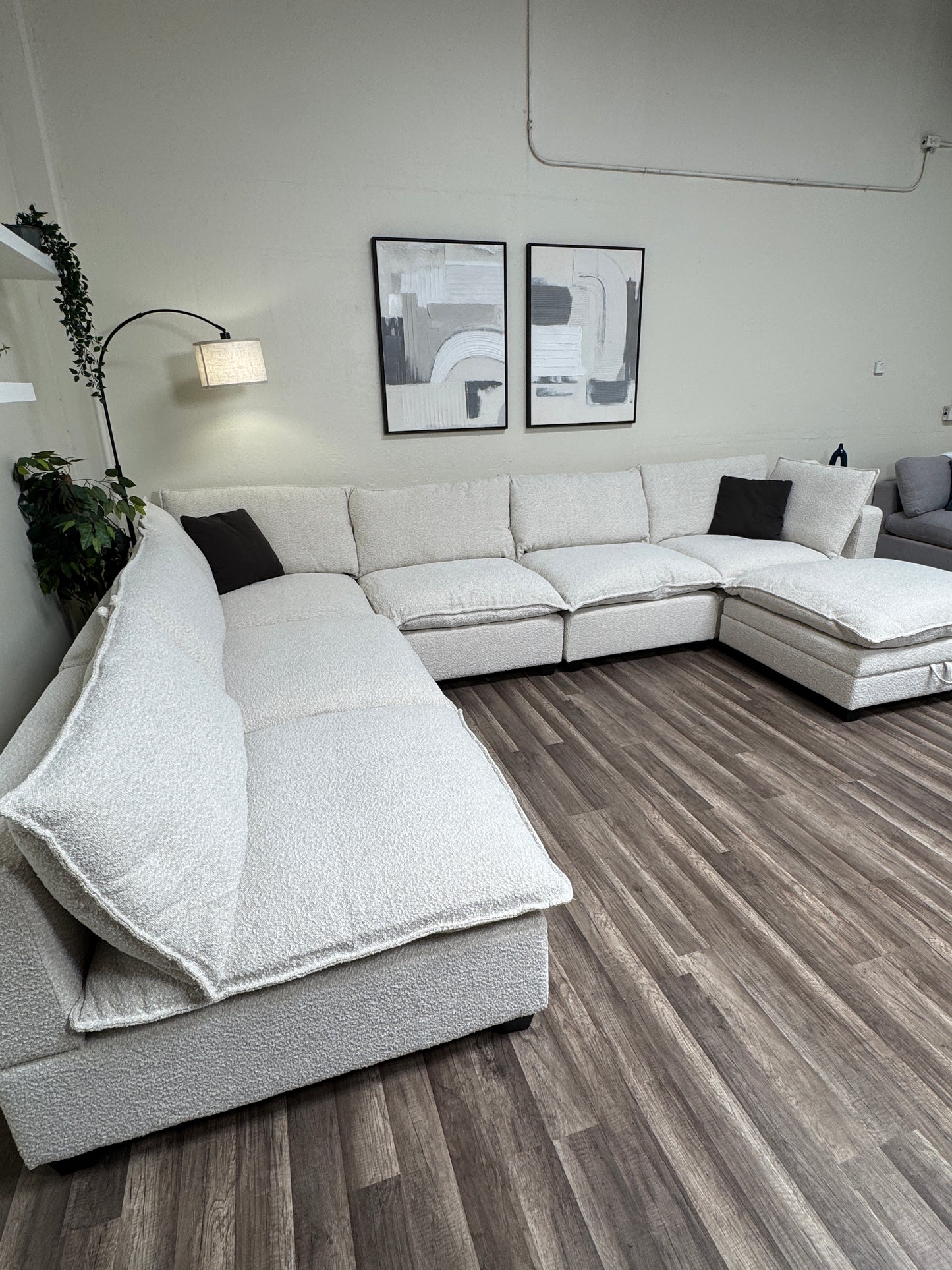 New In Box Boucle Cloud Modular Sectional - 7 Piece