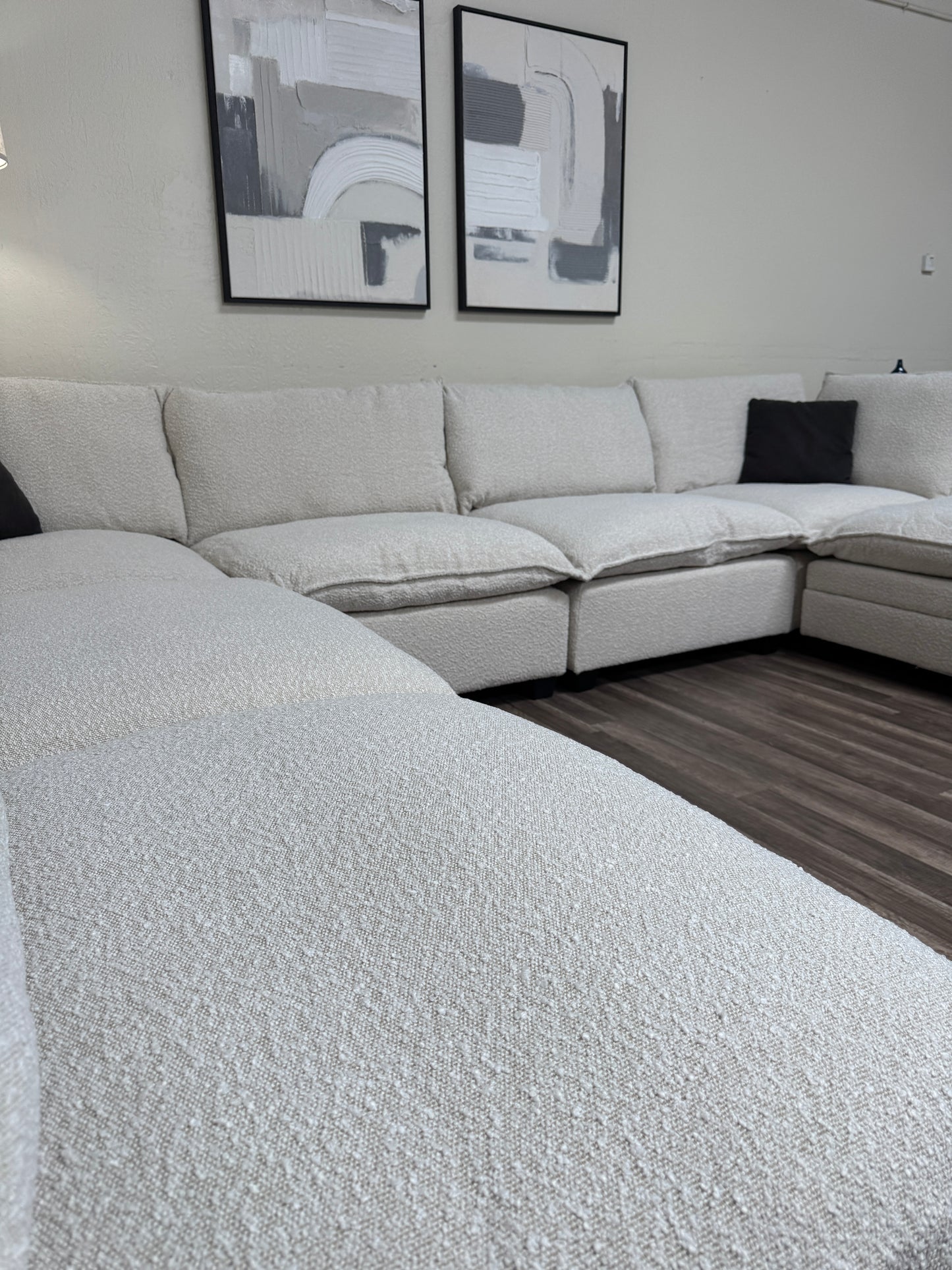 New In Box Boucle Cloud Modular Sectional - 7 Piece