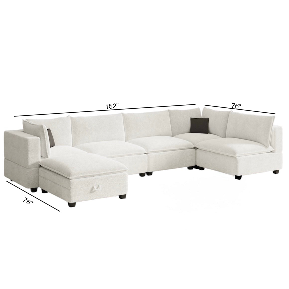 New In Box Cloud Boucle Modular Sectional - 6 Piece