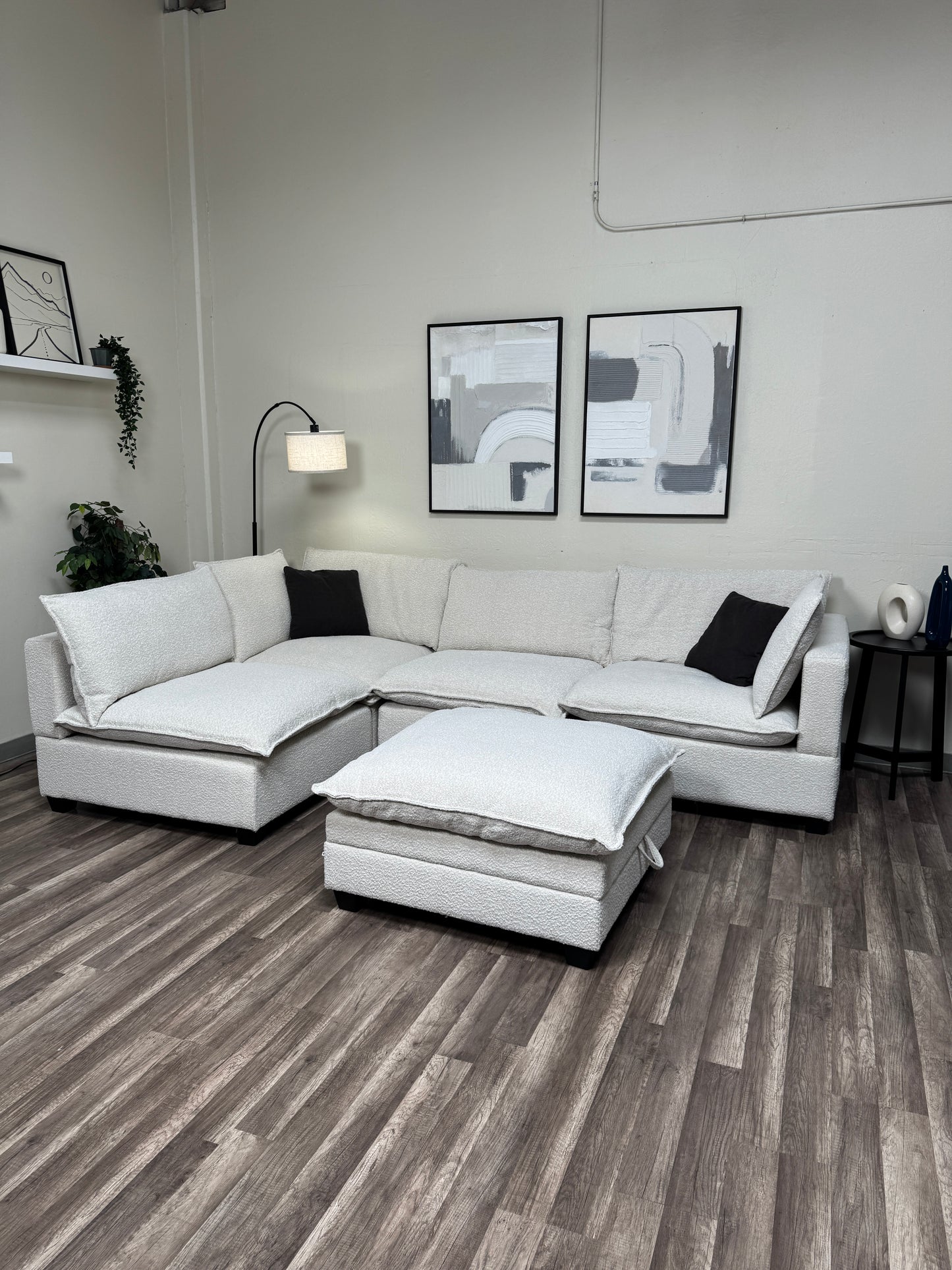 5 Piece Boucle Cloud Modular Sectional