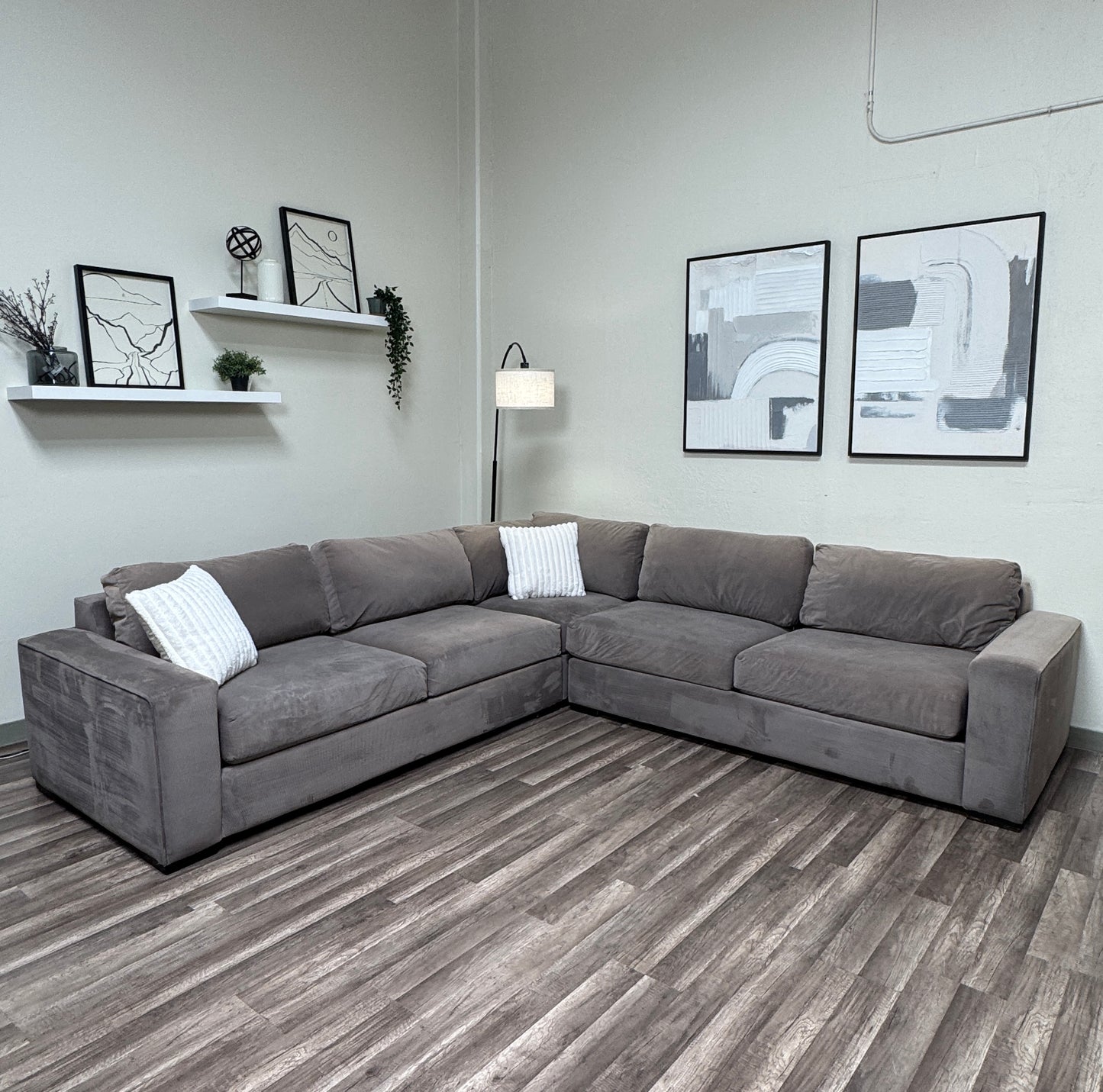 Crate & Barrel Gray Sectional Couch