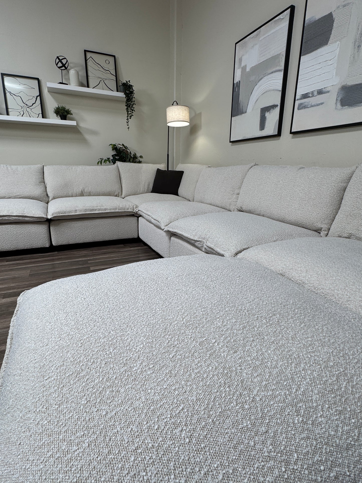 New In Box Boucle Cloud Modular Sectional - 7 Piece
