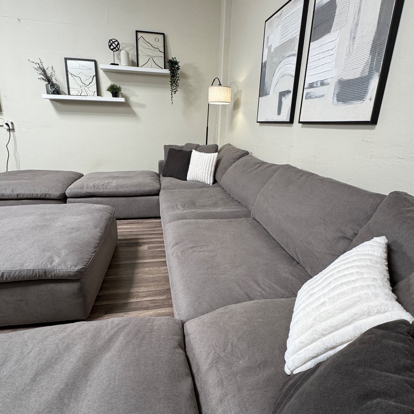 Oversized Gray Modular Sectional Couch