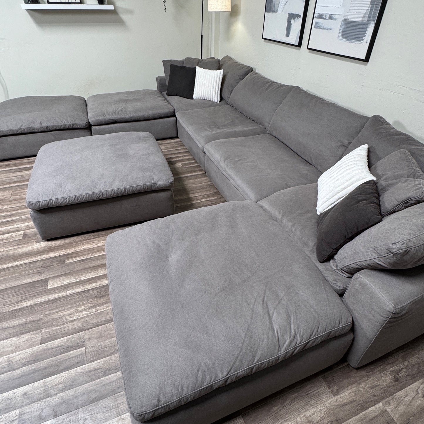 Oversized Gray Modular Sectional Couch