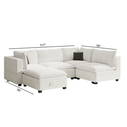 New In Box Cloud Boucle Modular Sectional - 5 Piece