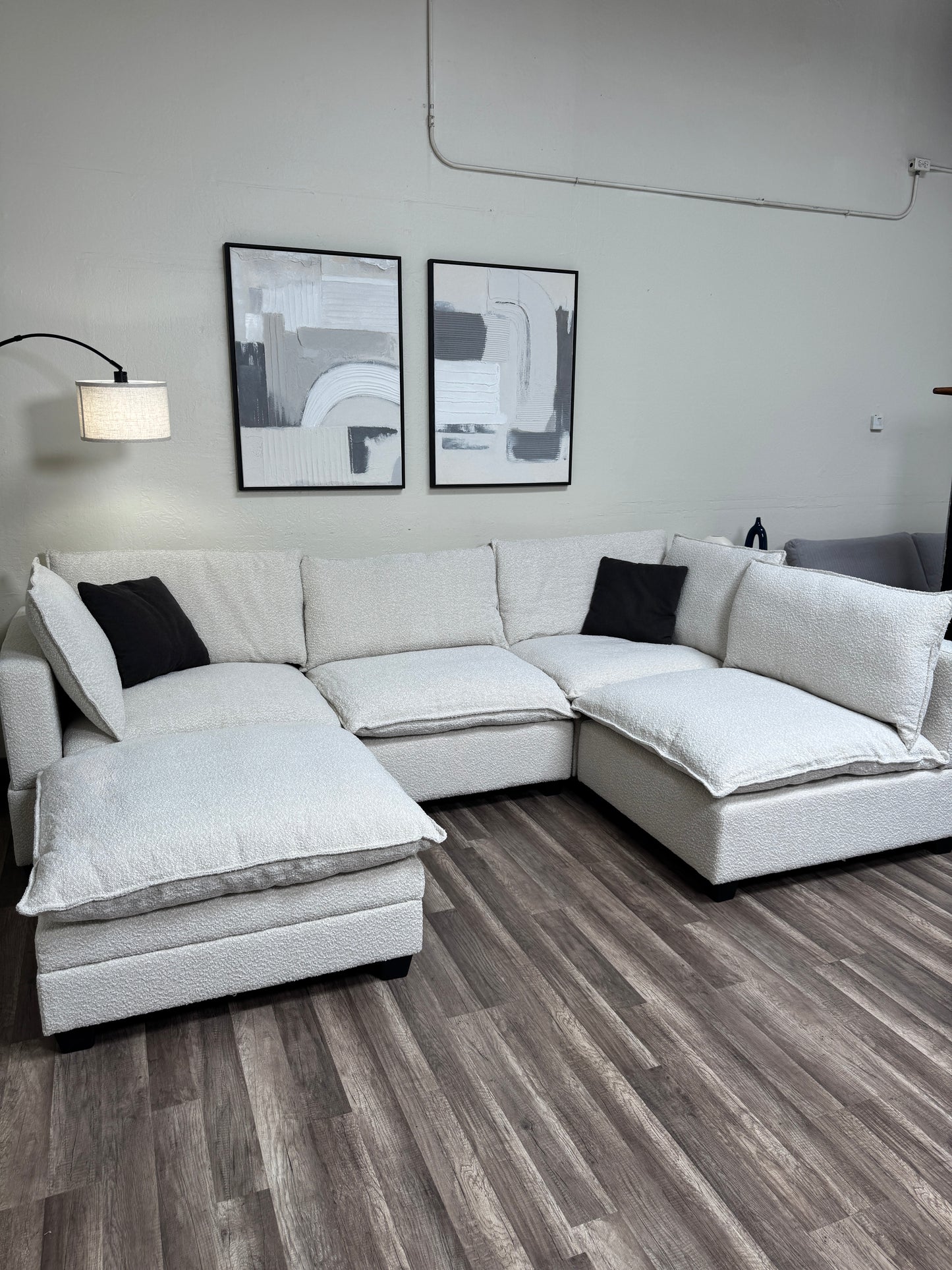 5 Piece Boucle Cloud Modular Sectional