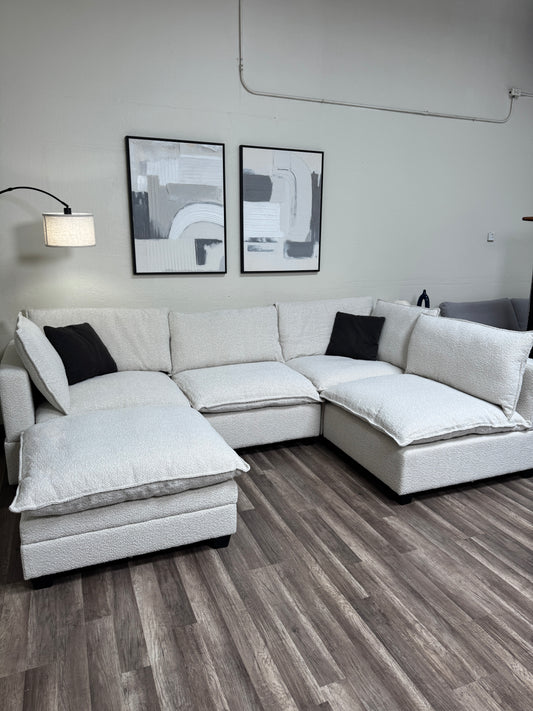 5 Piece Boucle Cloud Modular Sectional