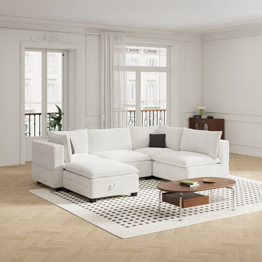 New In Box Cloud Boucle Modular Sectional - 5 Piece