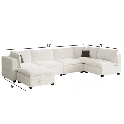New In Box Cloud Boucle Modular Sectional - 6 Piece