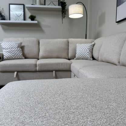 New Atlantic Beige Sectional Sleeper with Storage
