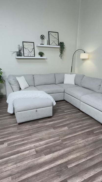 Thomasville 6 Piece Modular Cloud Couch - Light Gray