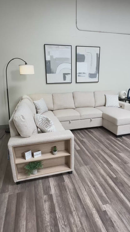 New Atlantic Beige Sectional Sleeper with Storage